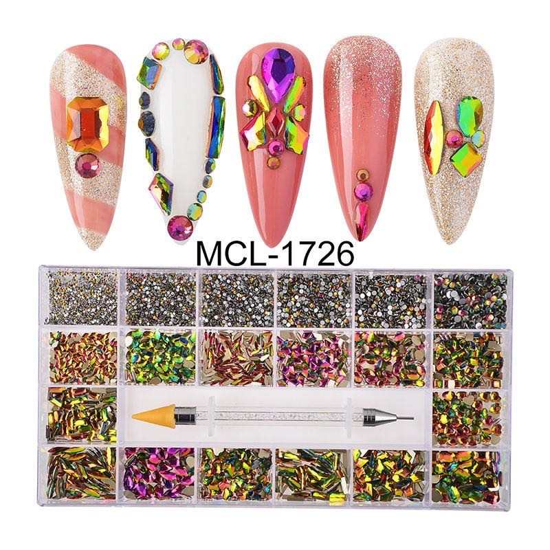 AB Glass Crystal Rhinestones 20 Different Shapes 1400 pcs - MCL-1726